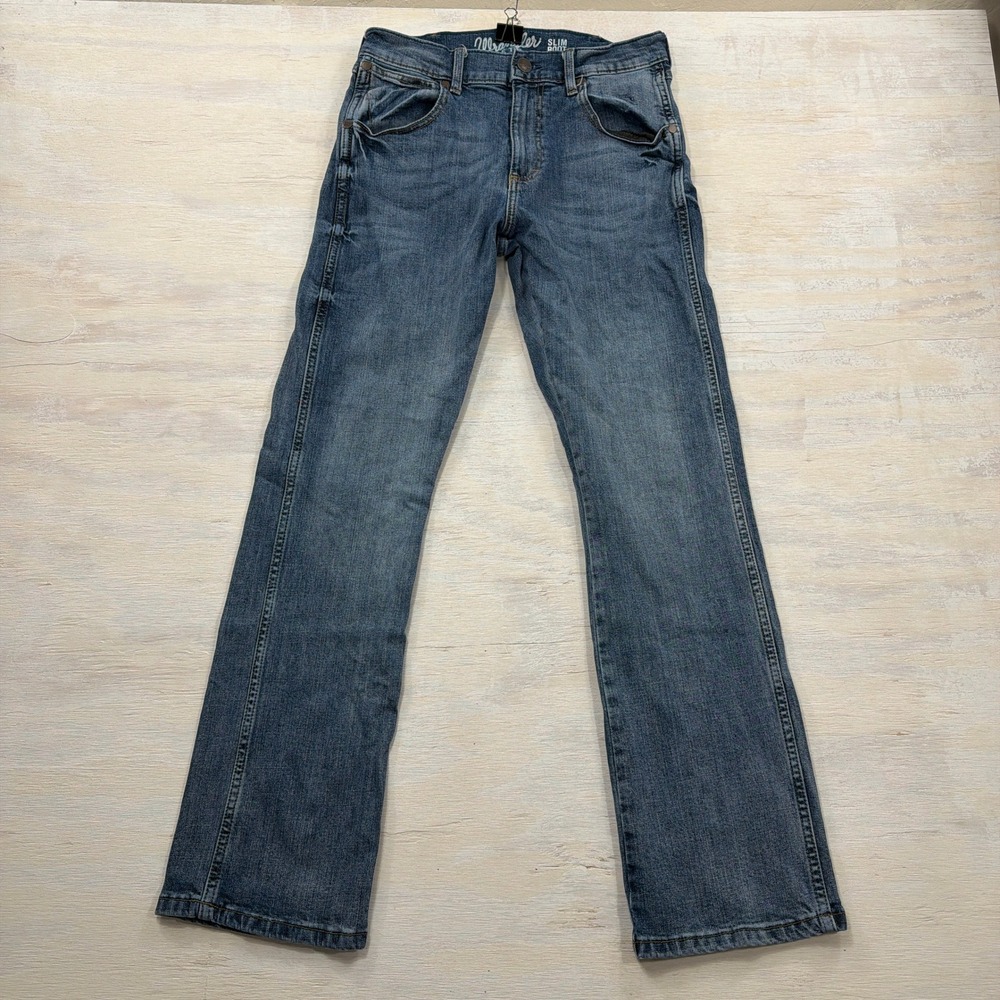 Wrangler Jeans Retro Slim Boot 30x32 Medium Wash Denim Blue Mens